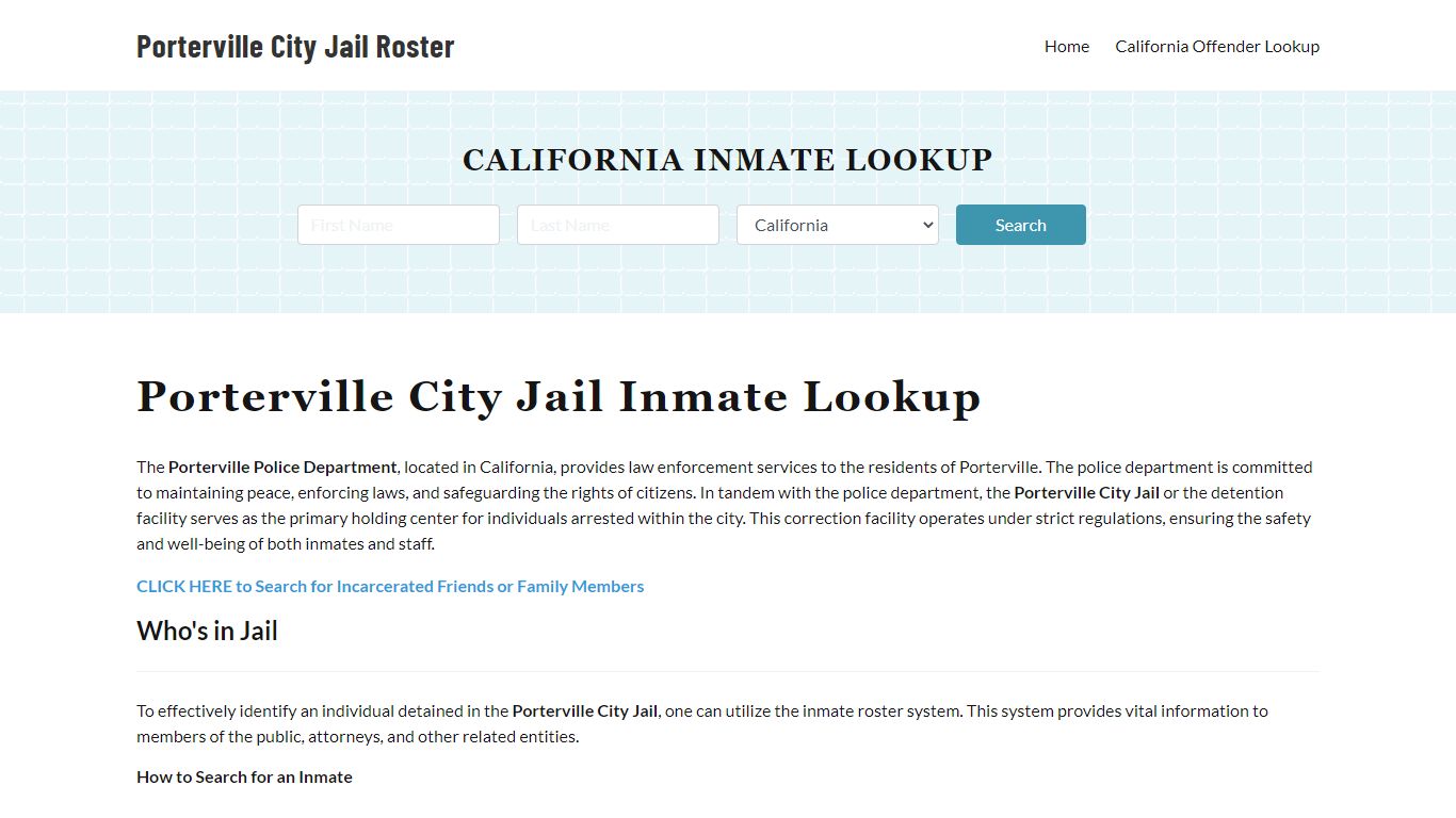 Porterville Police Department & City Jail, CA Inmate Roster, Arrests ...