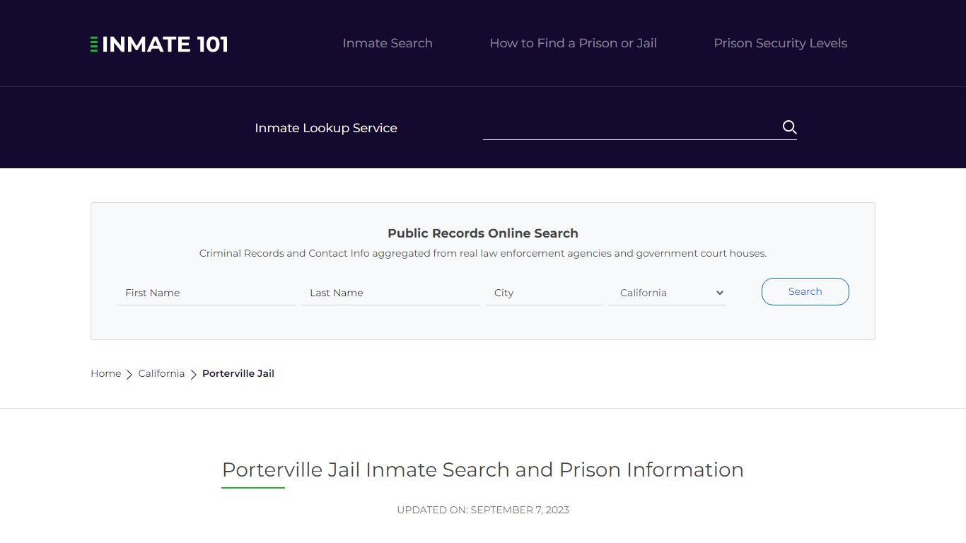 Porterville Jail Inmate Search and Prison Information